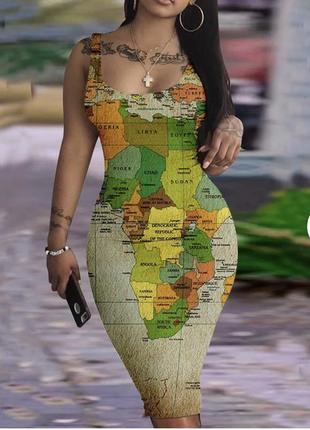 Платье с принтом карты африки