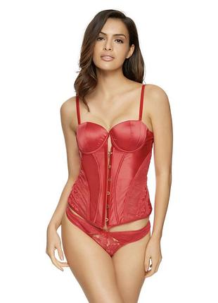 Ann summers червоний атласний корсет з мереживом 34-36 d-e шнурівка