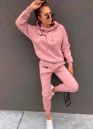 Женский розовый пудра барби костюм худые + брюки норма батал тренд 2023 осень-весна