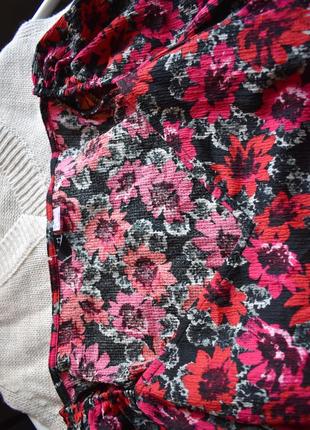 Коротка блуза топ у квіти з жатої тканини h&m5 фото
