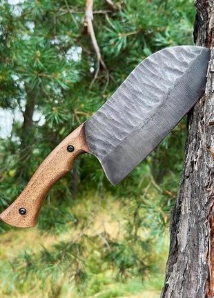 Туристический нож-топорик ручной работы серб 2, из стали марки 65г, с чехлом в комплекте