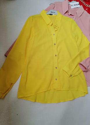 Блузи сорочка подовжена спинка тканина креп-шифон розміри 42 44 46 48 різні кольори класна якість3 фото