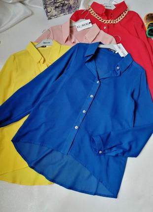 Блузи сорочка подовжена спинка тканина креп-шифон розміри 42 44 46 48 різні кольори класна якість5 фото