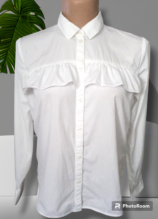 Женская белая хлопковая блуза рубашка базовая актуальная тренд идеальное состояние1 фото