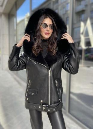 Розкішна натуральна дублянка авіатор