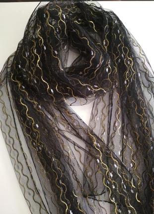 Распродажа, шарф женский, черный, осенний, легкий 180 х 80 см4 фото