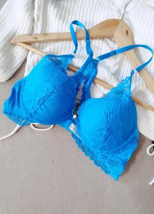 Блакитний комплект білизни сексуальний набір з мережива бюстгальтер 80в /36в 85а 75с і...