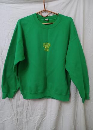 Свитшот оверсайз зеленый с надписью стильный