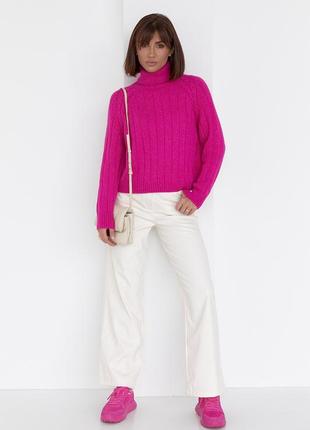 Женский вязаный свитер с рукавами реглан3 фото