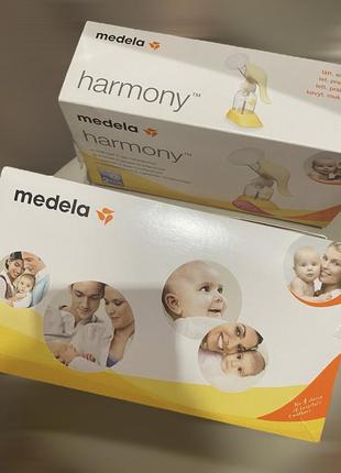 Молокоотсос medela harmony механический двухфазный ручной с двумя бутылочками молокоотсос для кормящих в роддомовый качественный меделла6 фото