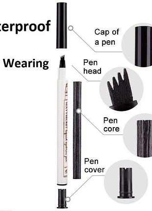 Тройной карандаш-ручка для бровей music flower №2 коричневый, водостойкий лайтер для...