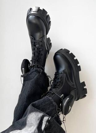 Черевики prada boots zip pocket black