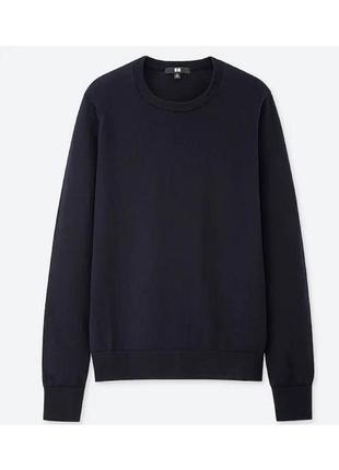 Мериносовий вовняний светр uniqlo колір navy, 100% вовна