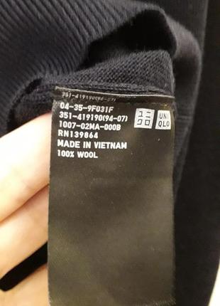 Мериносовый шерстяной свитер uniqlo цвет navy,  100% шерсть4 фото