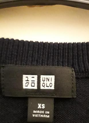 Мериносовый шерстяной свитер uniqlo цвет navy,  100% шерсть7 фото