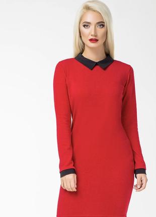 Тонкое вискозное платье с длинными рукавами и воротничком style, размер s/m