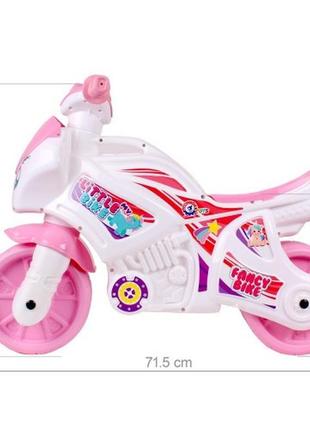 Детский мотоцикл толокар каталка бело розового цвета для девочки3 фото