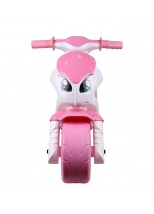 Детский мотоцикл толокар каталка бело розового цвета для девочки5 фото
