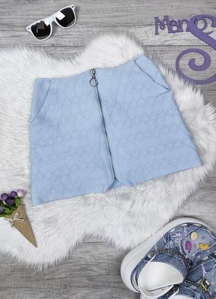 Женская юбка topshop голубая с молнией по длине размер xs1 фото