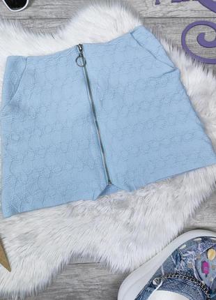 Женская юбка topshop голубая с молнией по длине размер xs2 фото