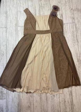 Нарядна сукня із сітчатої тканини, молочно-кавовогокава з молоком кольору