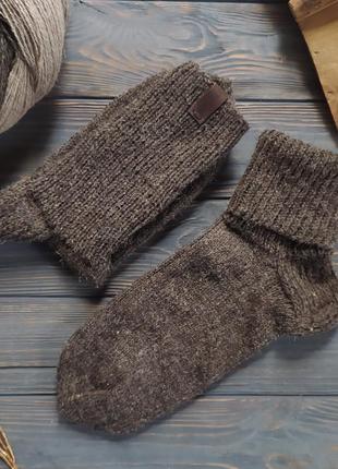 Шерстяні носки "універсальні", теплі в'язані зимові шкарпетки.2 фото