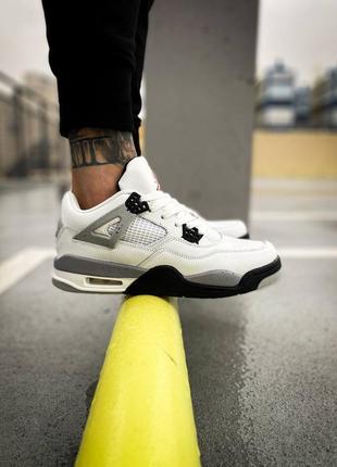 Кроссовки nike air jordan 4 white cement белые найк джордан