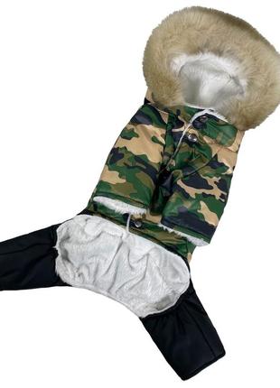 Зимний комбинезон камуфляж на меху классика одежда для собак2 фото