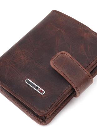 Компактний чоловічий гаманець у вінтажній шкірі karya 21372 коричневий