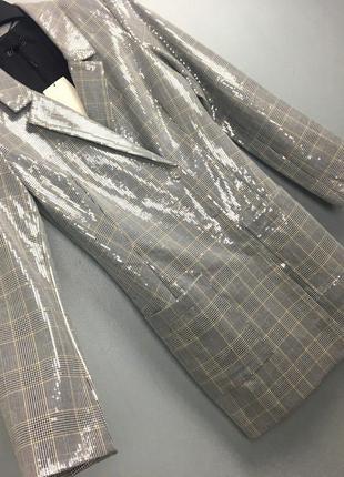 Хіт instagram блогерів плаття блейзер піджак мерехтливий в клітку сріблястий zara9 фото