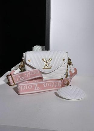 Женская кожаная сумка louis vuitton new wave multi pochette bag white/gold4 фото