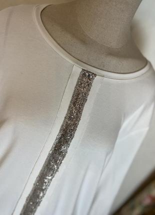 Вискоза,белая кофточка с пайетками,блуза,джемпер, лонгслив,батал,премиум бренд,verpass,5 фото