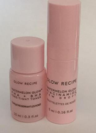 Тонік watermelon glow pha + bha pore-tight toner і сироватка watermelon glow niachinamide glow recipe