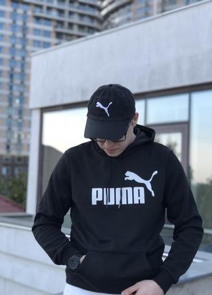 Худі puma essentials big logo men's black / white