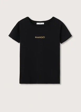 Женская футболка mango с золотым лого2 фото
