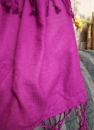 Шелковый шарф палантин цвета фуксия3 фото