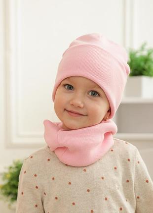 Топ🔥 шапка хомут рубчик осінний комплект жіночий дитячий5 фото