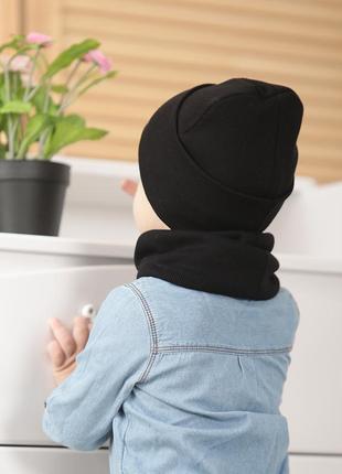 Топ🔥 шапка хомут рубчик осенний комплект женский детский6 фото