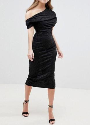 Розпродаж сукня asos міді мереживна ажурна на одне плече4 фото