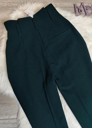 Женские брюки topshop темно-зелёного цвета высокая посадка заужены к низу размер 44 s5 фото
