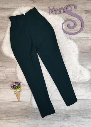 Женские брюки topshop темно-зелёного цвета высокая посадка заужены к низу размер 44 s4 фото