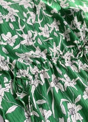 Платье, в цветочный принт, зеленая, манго, mango9 фото