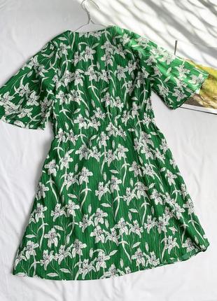 Платье, в цветочный принт, зеленая, манго, mango7 фото