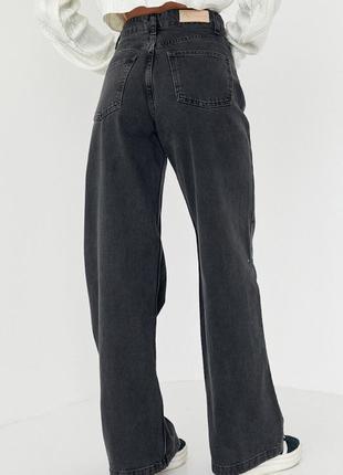 Жіночі широкі джинси із защипами3 фото