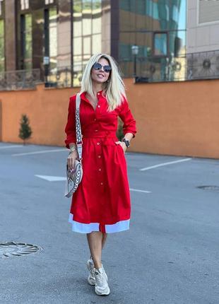 Стильна котонова сукня міді на ґудзиках4 фото