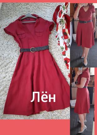 Шикарное льняное платье с поясом ,dresses limited , p. 38-40