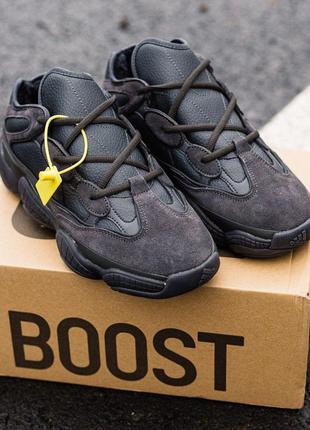 Зимние кроссовки adidas yeezy boost 500 black fur 38