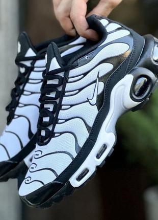 Premium! мужские кроссовки nike air max plus tn white black1 фото