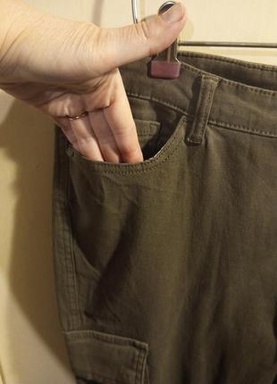 Стрейч-коттон,звужені,хакі,штани-джинси-а-ля карго,великого розміру,janina6 фото