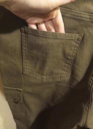 Стрейч-коттон,звужені,хакі,штани-джинси-а-ля карго,великого розміру,janina7 фото